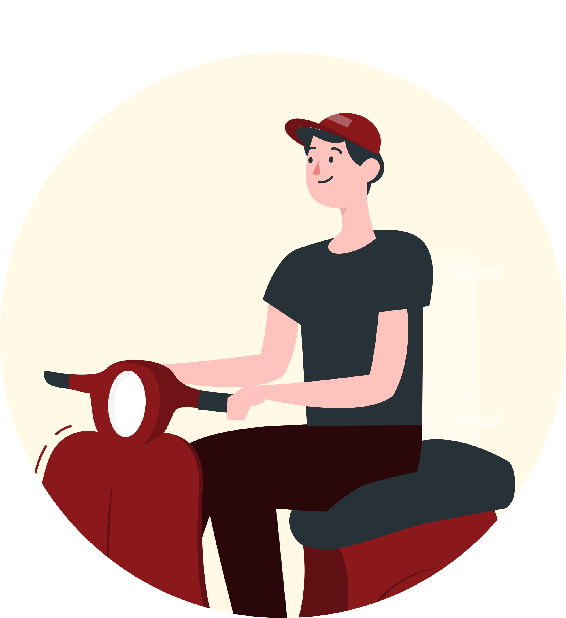 illustration graphique livreur sur un scooter
